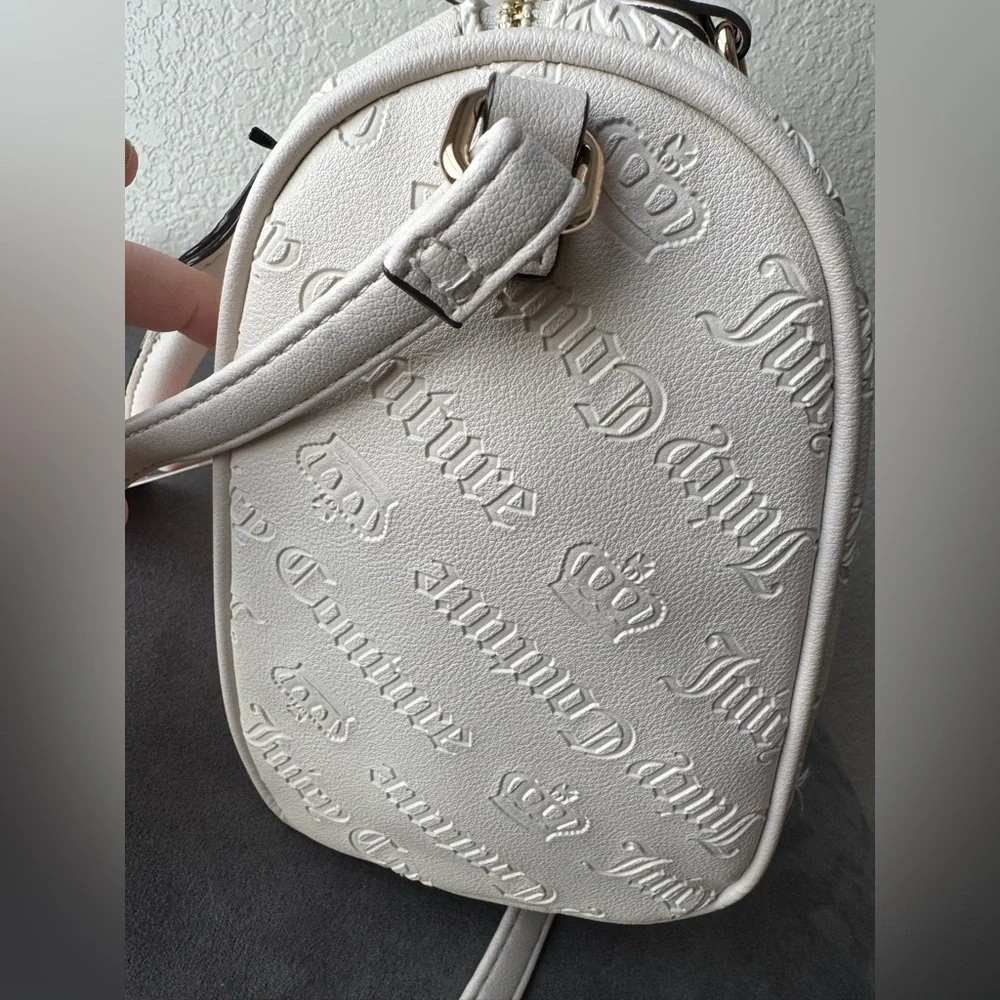 NWT Juicy Couture Tan/Beige Embossed Satchel with Shoulder Strap